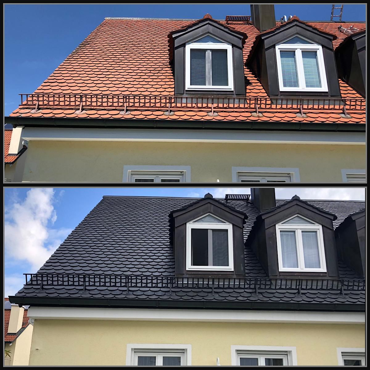 Dachreinigung vorher/nachher